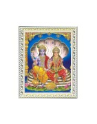 Satvik Lord Vishnu (Narayan) and Goddess Lakshmi Ji Designer White Photo Frame (3) for Pooja, Prayer & Decor 25.2*34cms (A4)